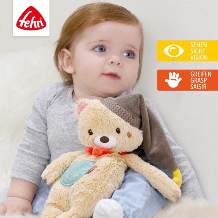 Fehn Kuscheltier Bär Bruno – Weicher Teddybär für Neugeborene als Einschlafhilfe - Stofftier zum Greifen,en – Bild 6